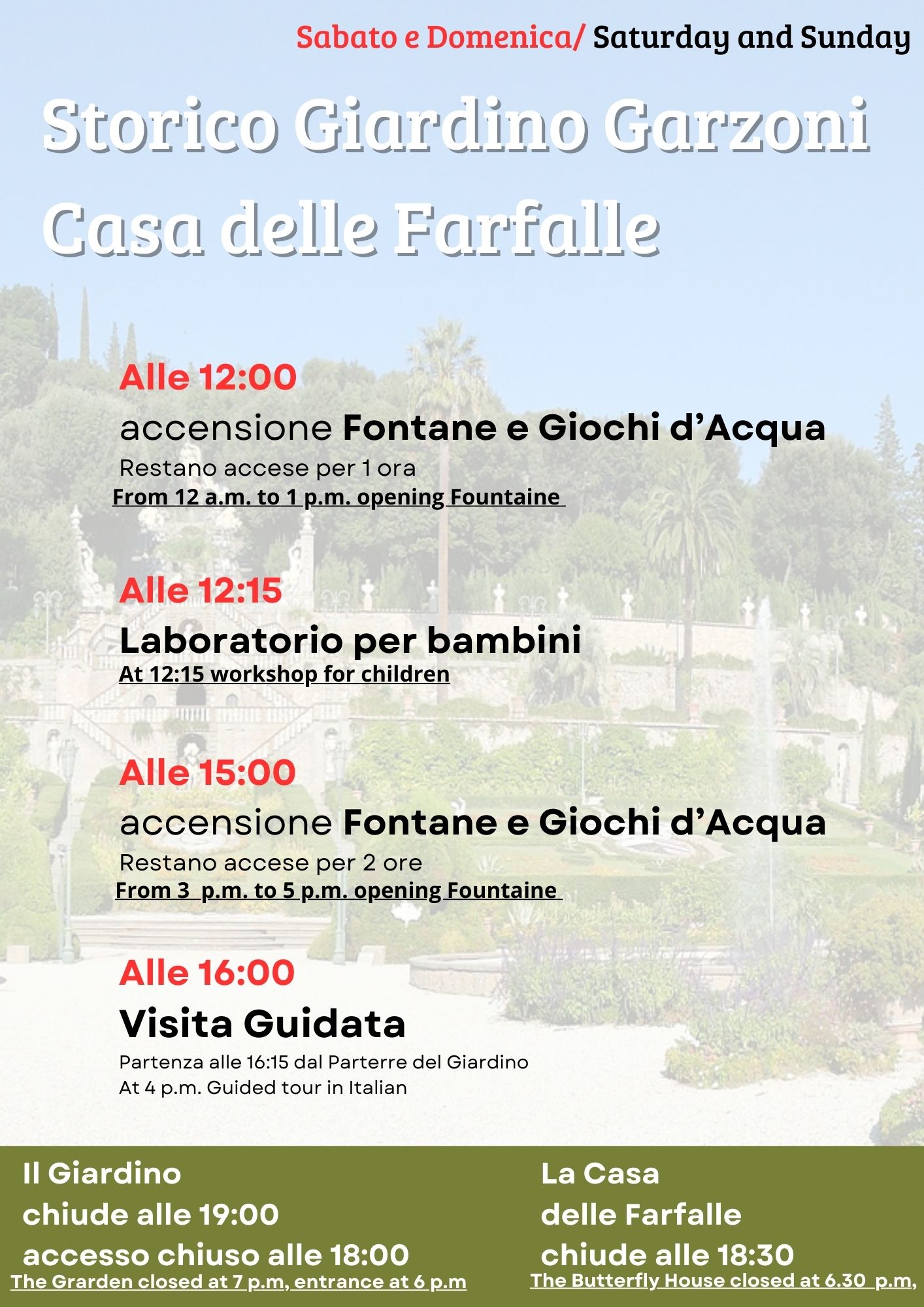 Giardino garzoni attività